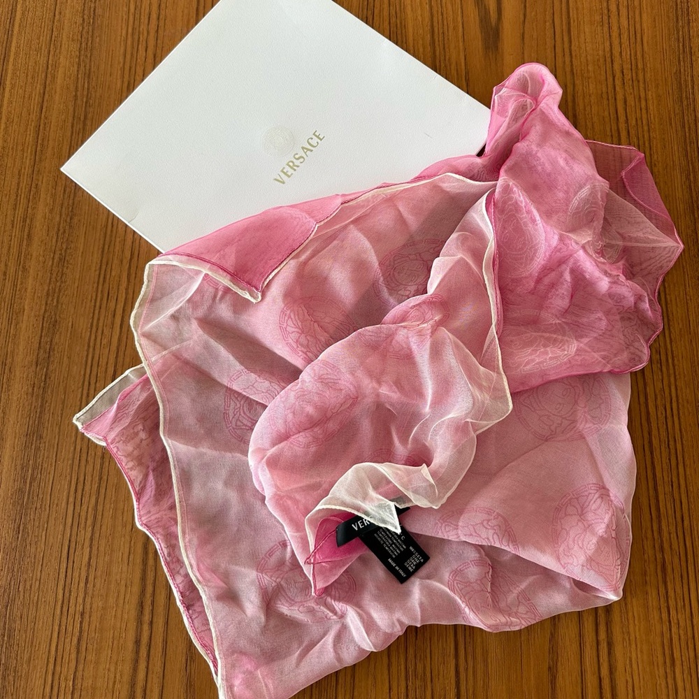 Versace pink silk mini scarf